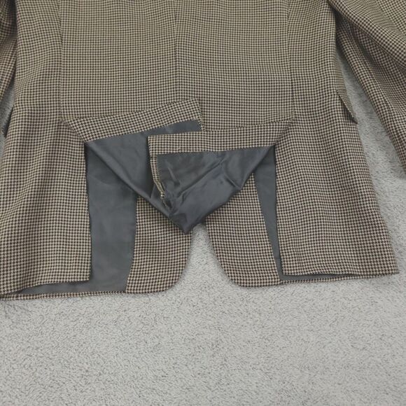Hickey Freeman Sport Coat Mens 40R Houndstooth‎ Tan Black Silk Camel USA Blazer - Picture 14 of 16